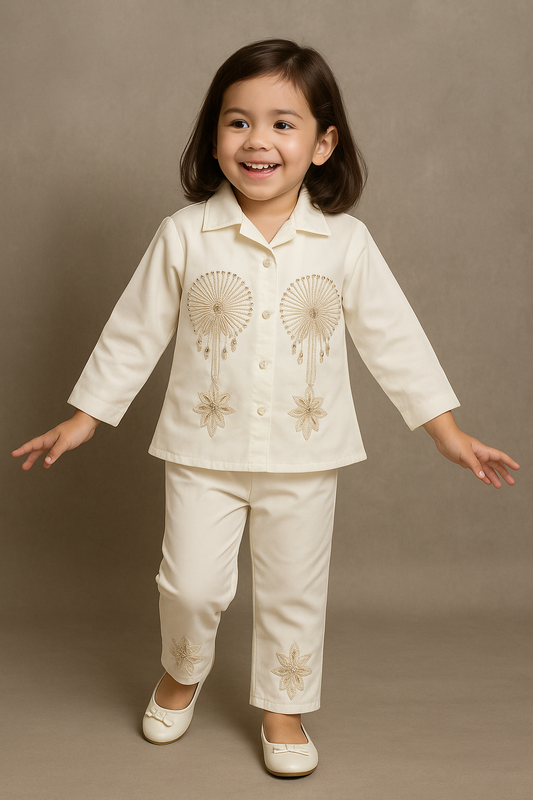 Elegant Satin Baby Set – Grey Embellished
