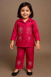 Elegant Satin Baby Set – Grey Embellished