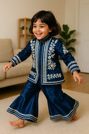 Royal Blue Embroidered Sharara Set