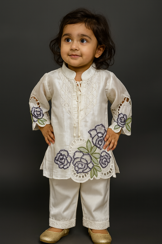 Elegant teal embroidered ethnic set perfect for festive occasions and celebrations.