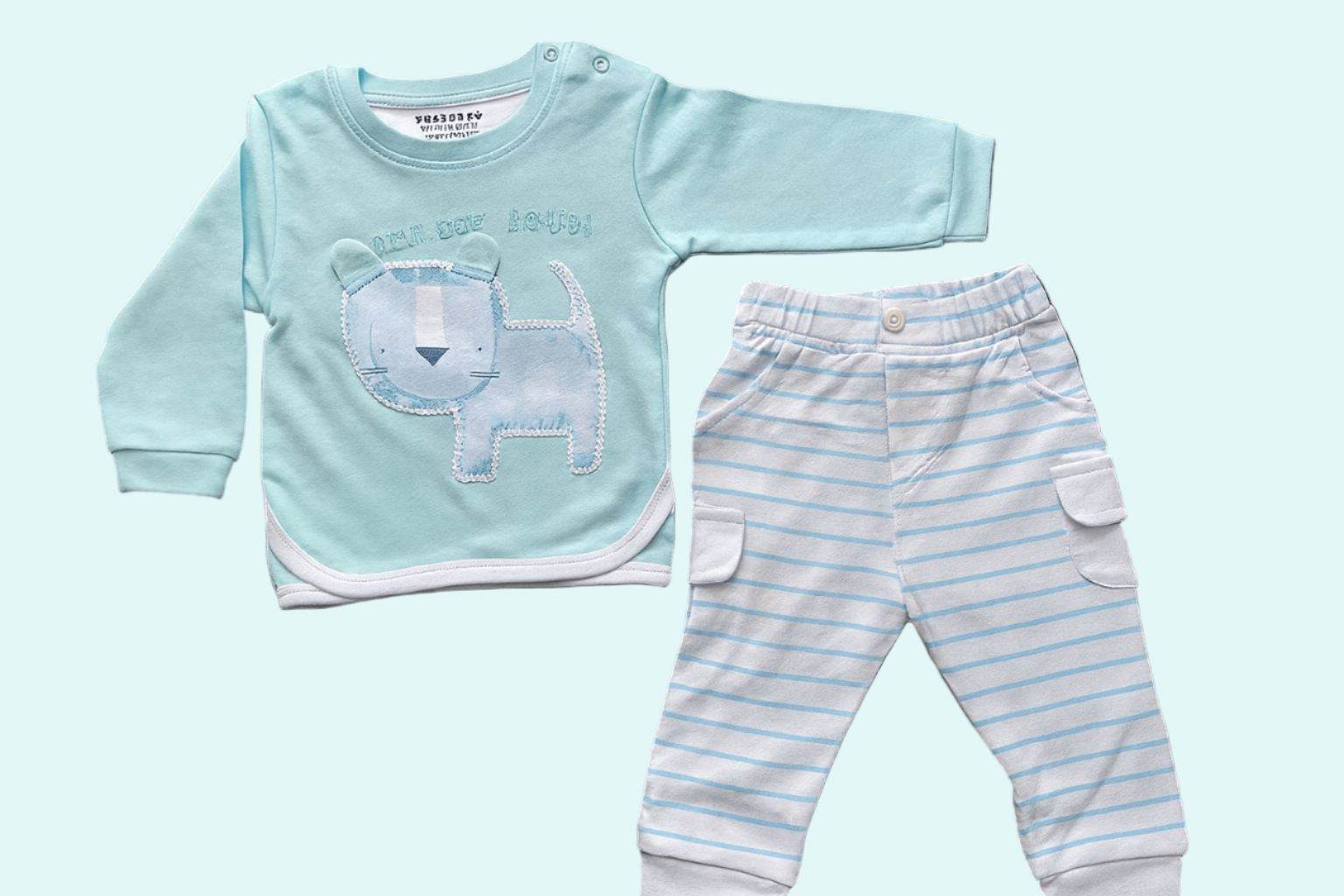 🍼 Baby Lion 2-Piece Outfit – Beige &amp; White