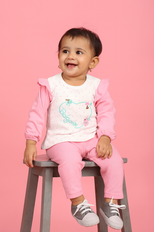 👶 Baby Girl 2-Piece Cotton Outfit – Comfort &amp; Style in One!
