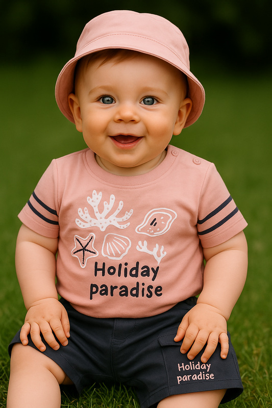 Holiday Paradise Beach Tee Set – Ocean Vibes Edition