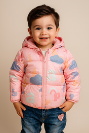 Bubble Pink Alphabet Puffer Jacket