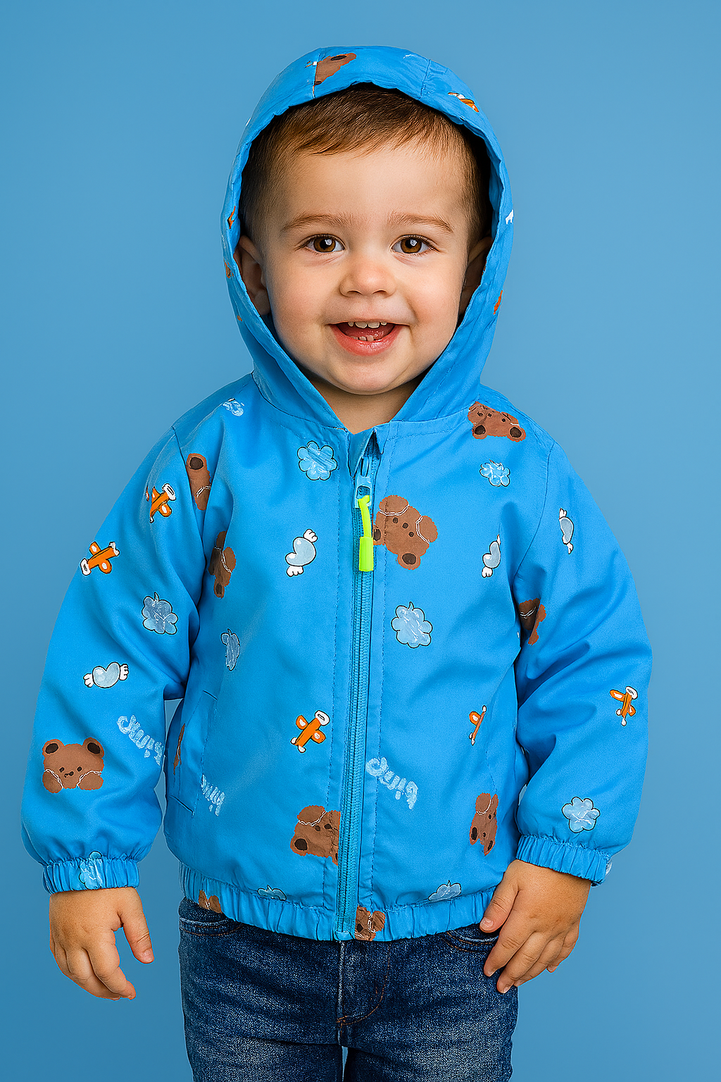 Bright Yellow Dino Print Hoodie Jacket