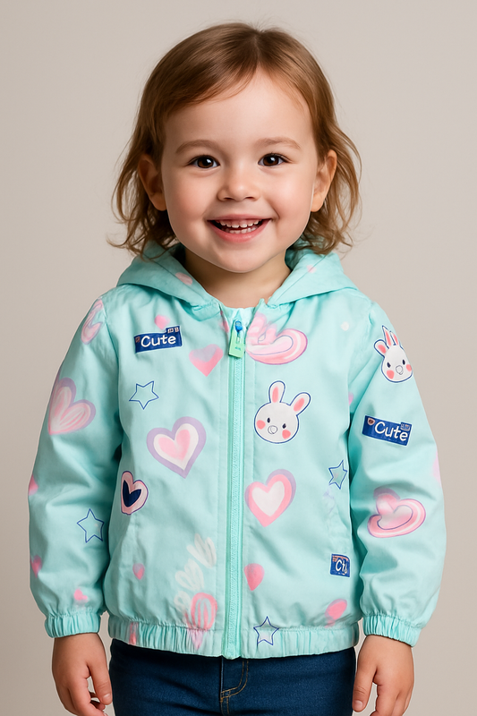 Pastel Blue "Cute Bunny" Hooded Jacket