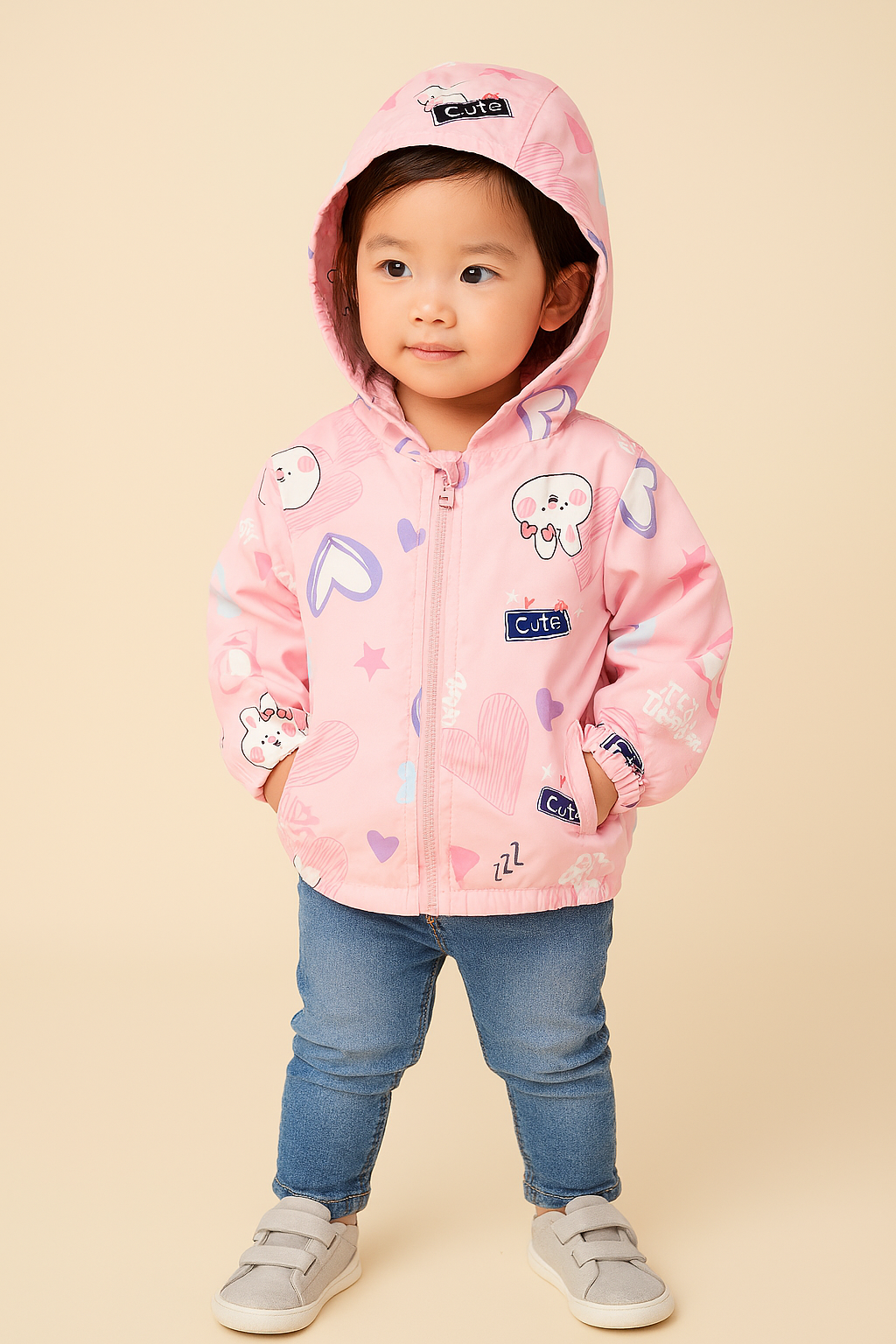 Pastel Blue "Cute Bunny" Hooded Jacket