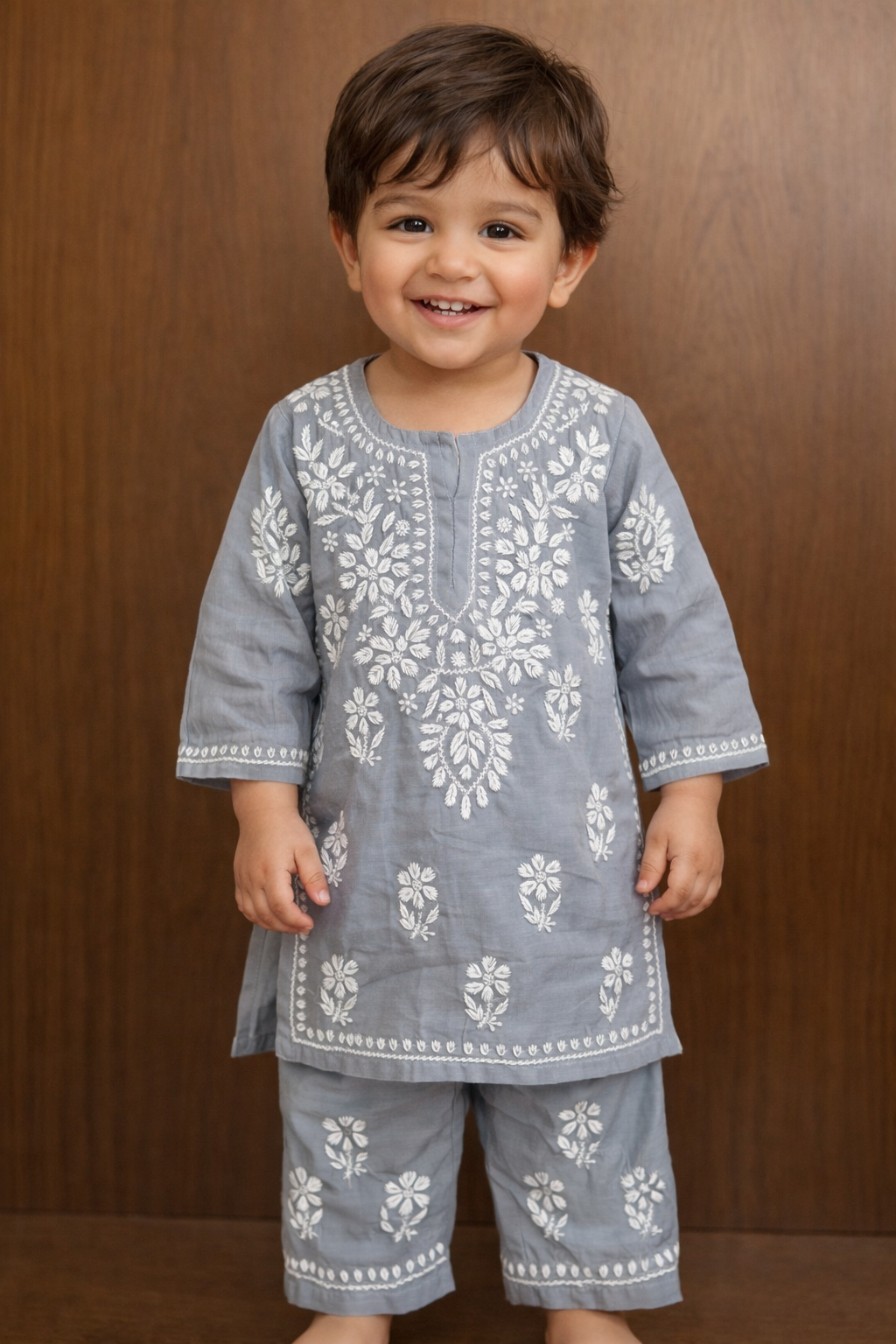 🌸 Elegant Coral Embroidered Ethnic Set for Baby Girls 🌸