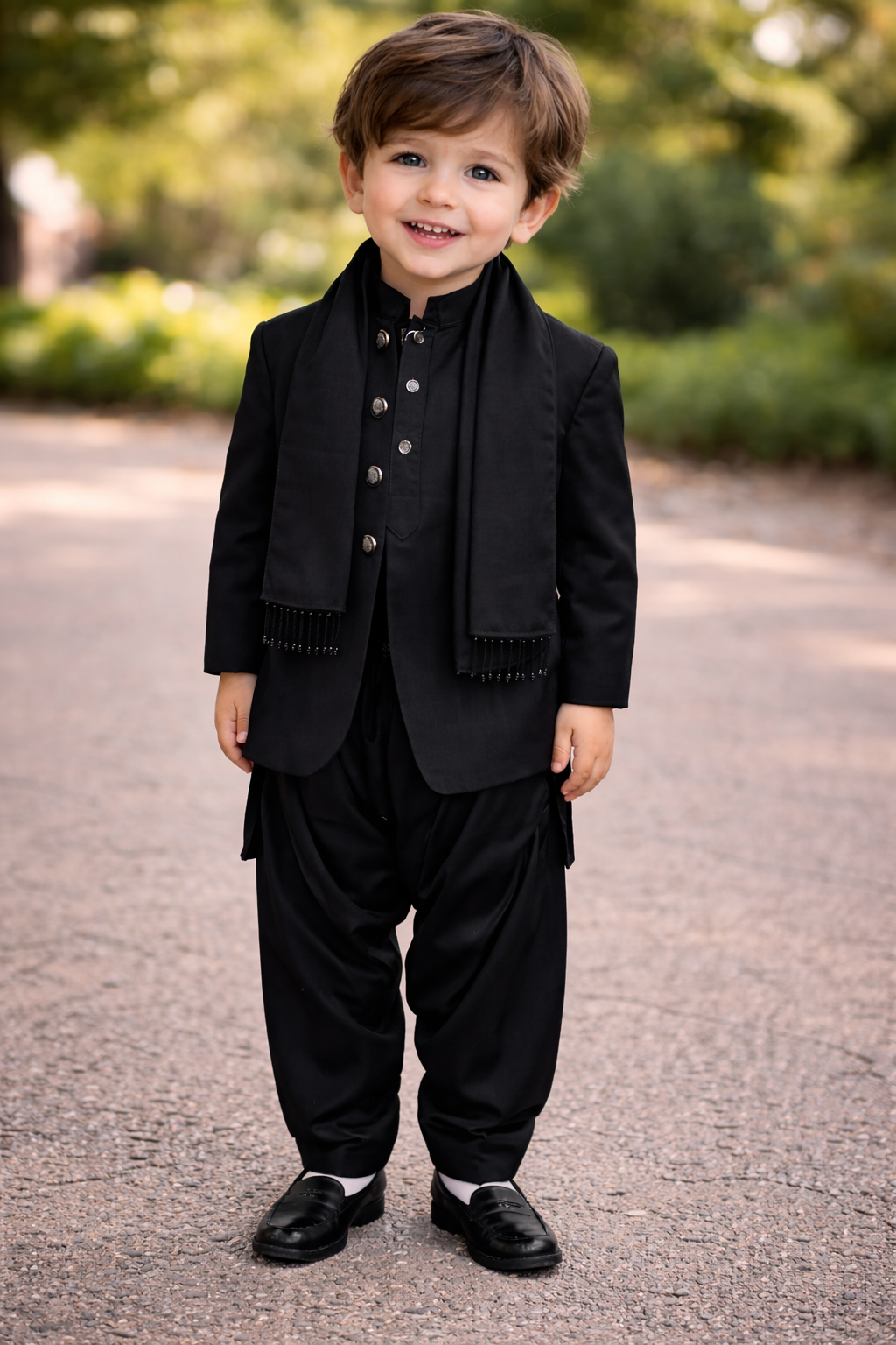 Royal Black Festive Kurta Set for Boys