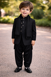 Royal Black Festive Kurta Set for Boys