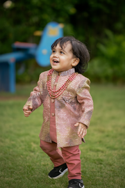 Boys' Premium Ethnic Set – Rose Gold Sherwani &amp; Pants