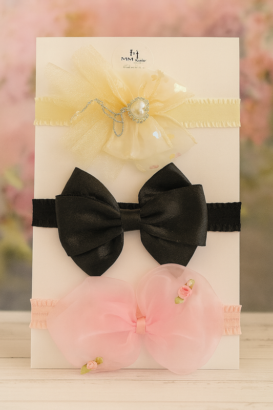 🌸 Mini Me Kidz Premium Baby Headband Set (Pack of 3)