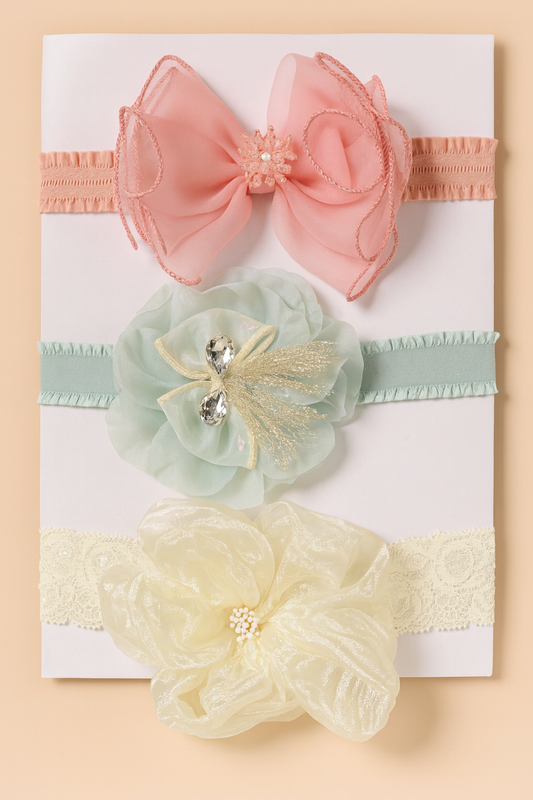 🌸 Mini Me Kidz Luxury Baby Headband Set (Pack of 3)