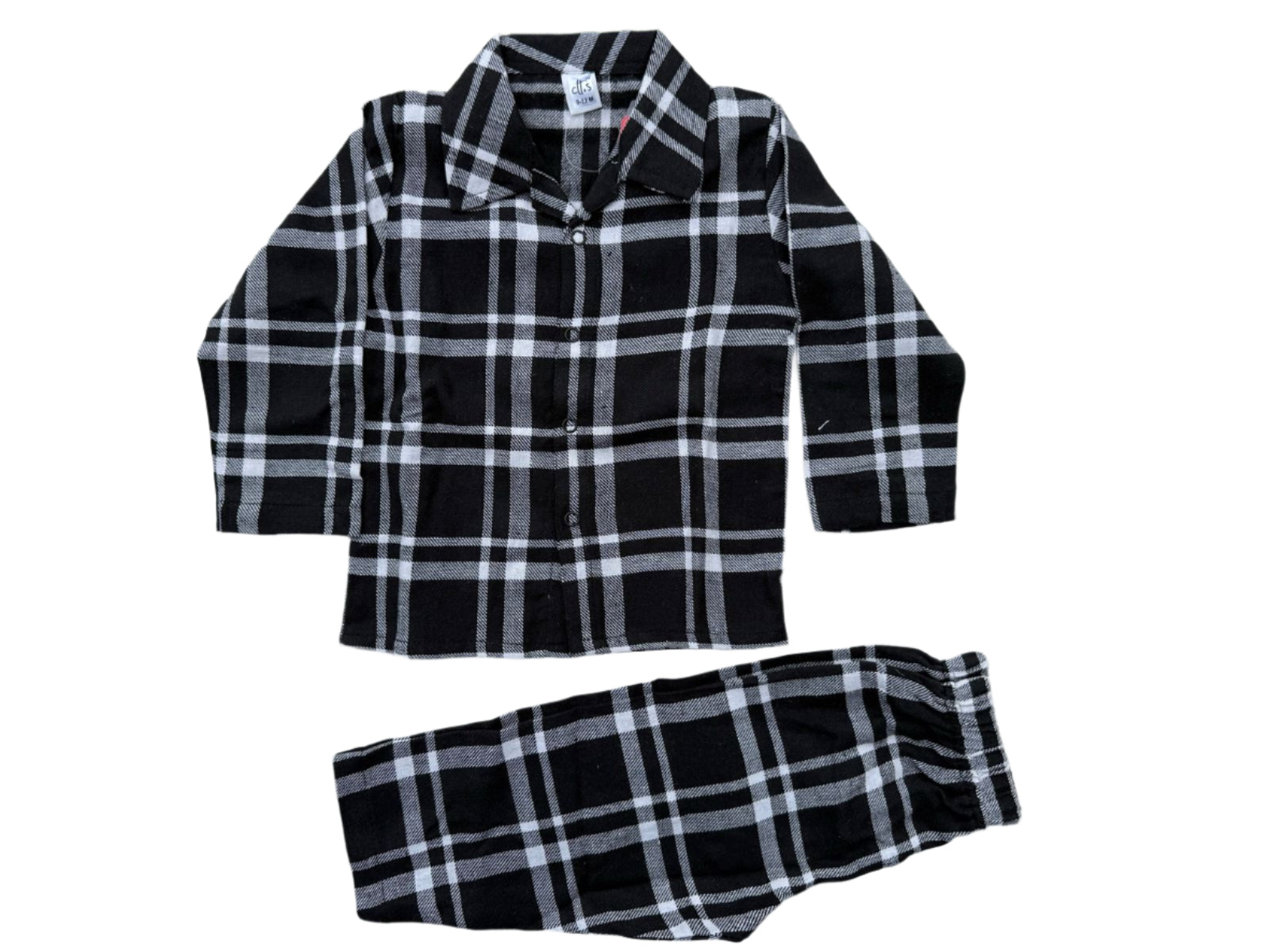Cozy Black Checkered Toddler Night Suit