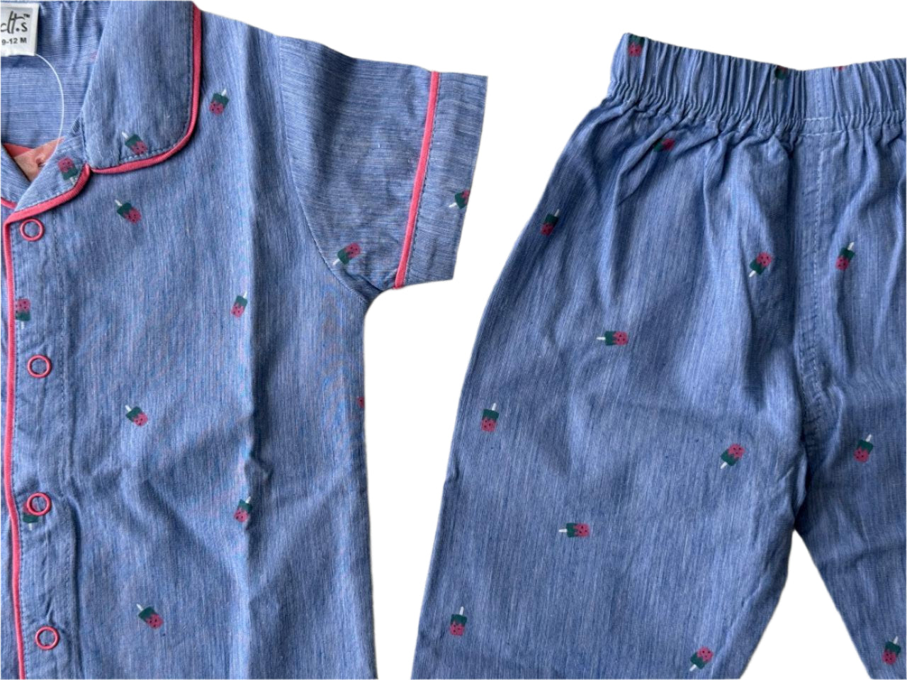 Cherry Pop Chambray Night Suit-zoom-3