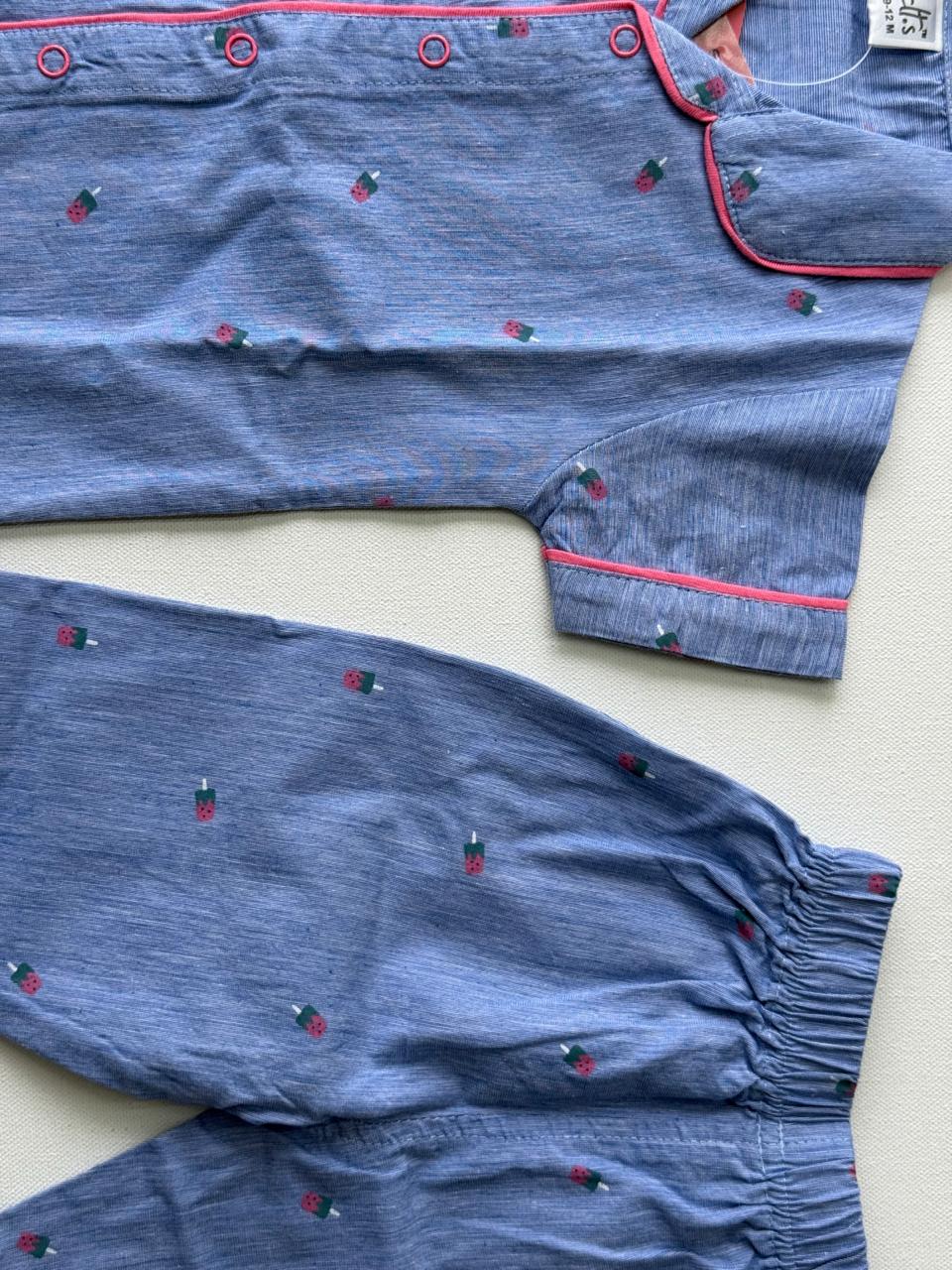 Cherry Pop Chambray Night Suit