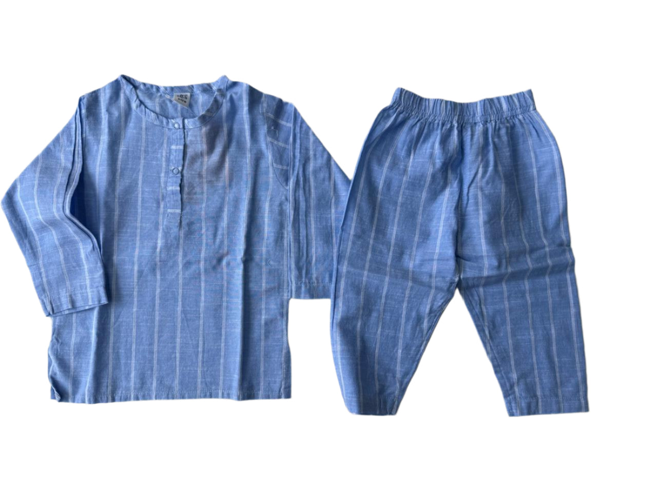 🌿 Garden Fresh Comfort – Blue Striped Kurta Set