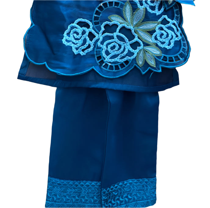 Elegant teal embroidered ethnic set perfect for festive occasions and celebrations.