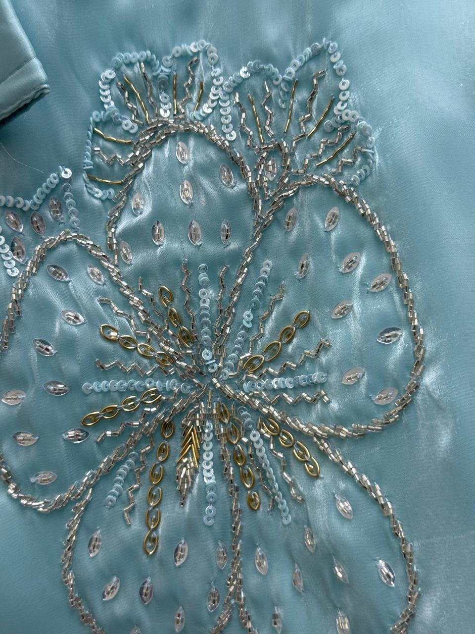 Chic sky blue ethnic set with floral embroidery — perfect for festive sparkle!