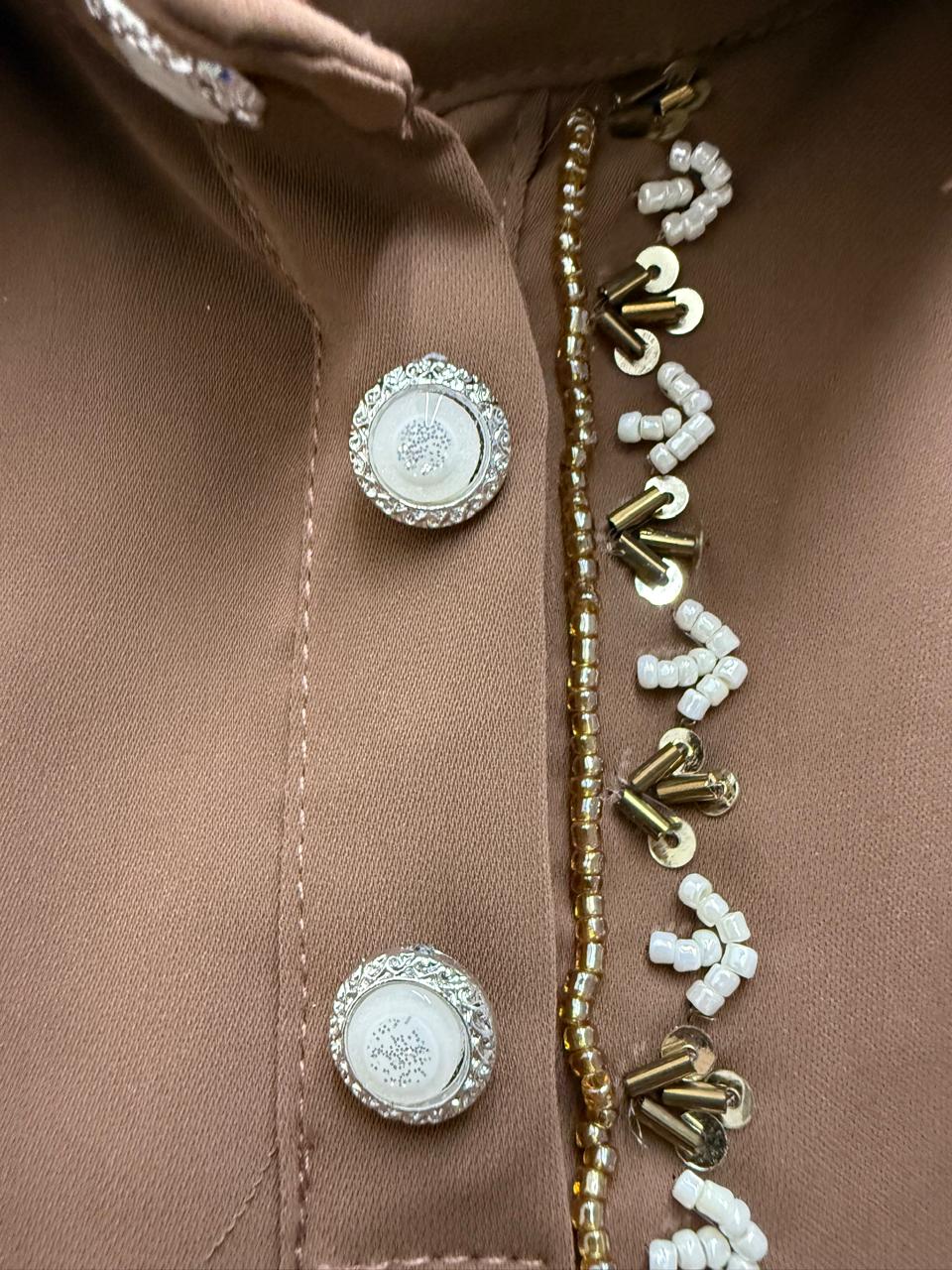 Elegant Coffee Brown Embellished Co-Ord Set, 