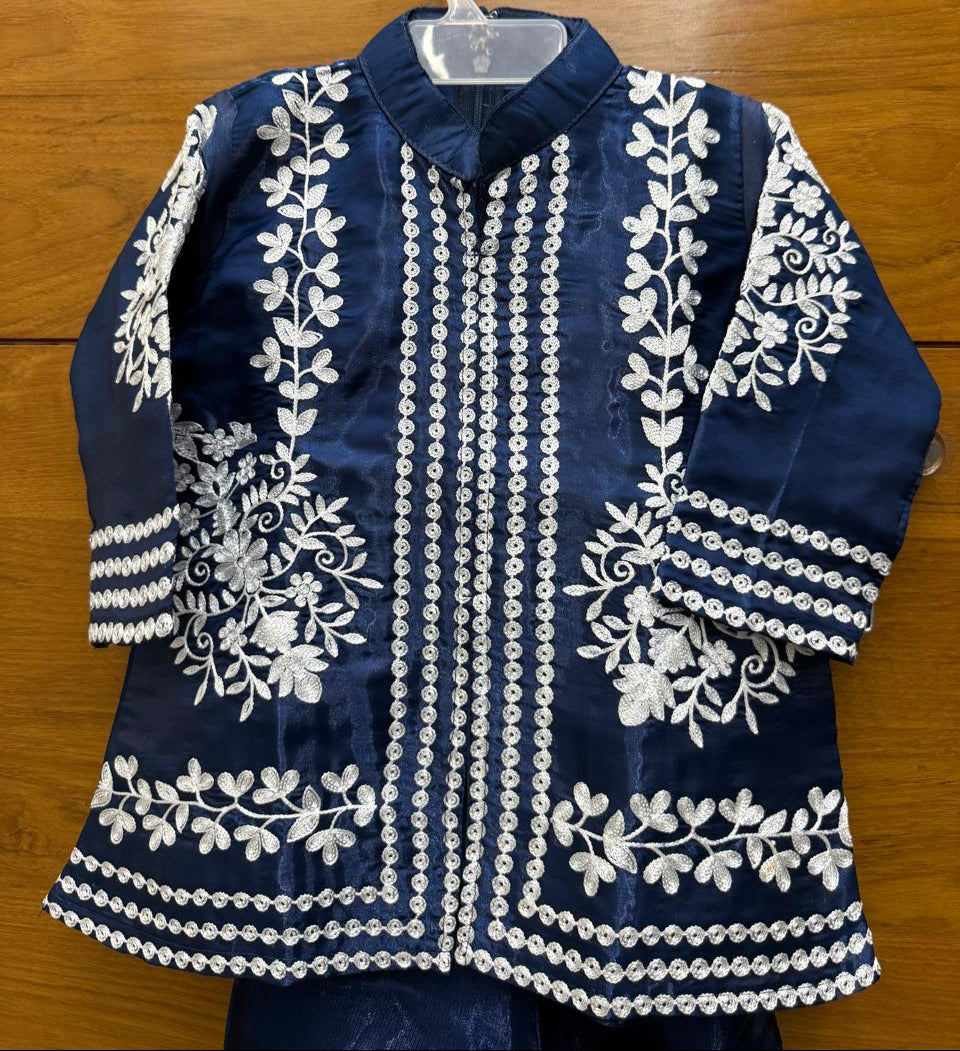 Royal Blue Embroidered Sharara Set