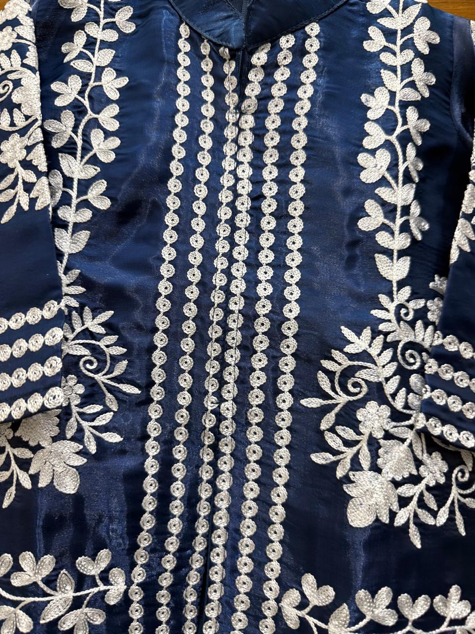 Royal Blue Embroidered Sharara Set