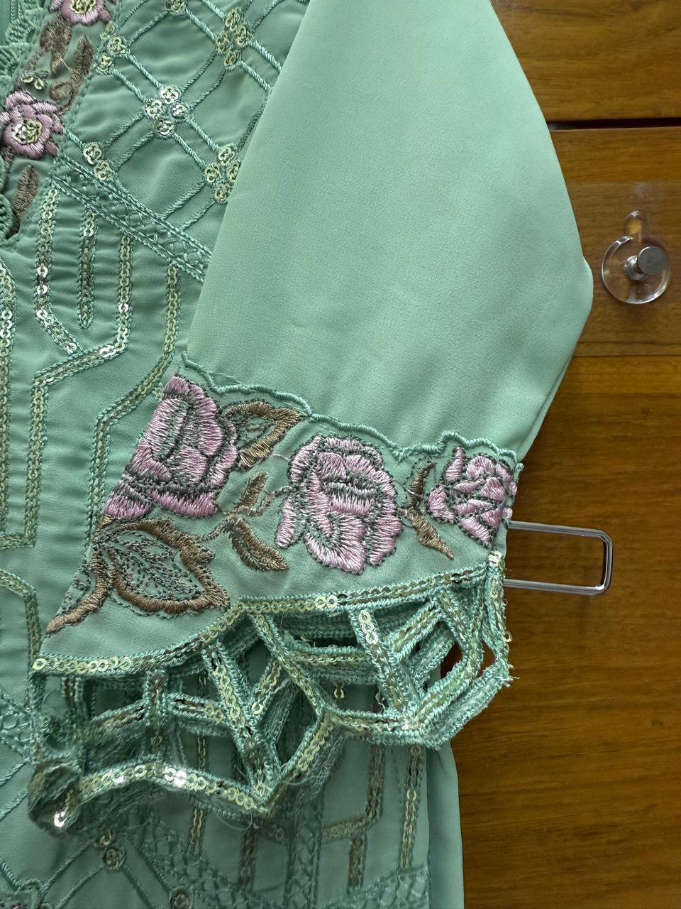 Mint Green Embroidered Party Wear Suit