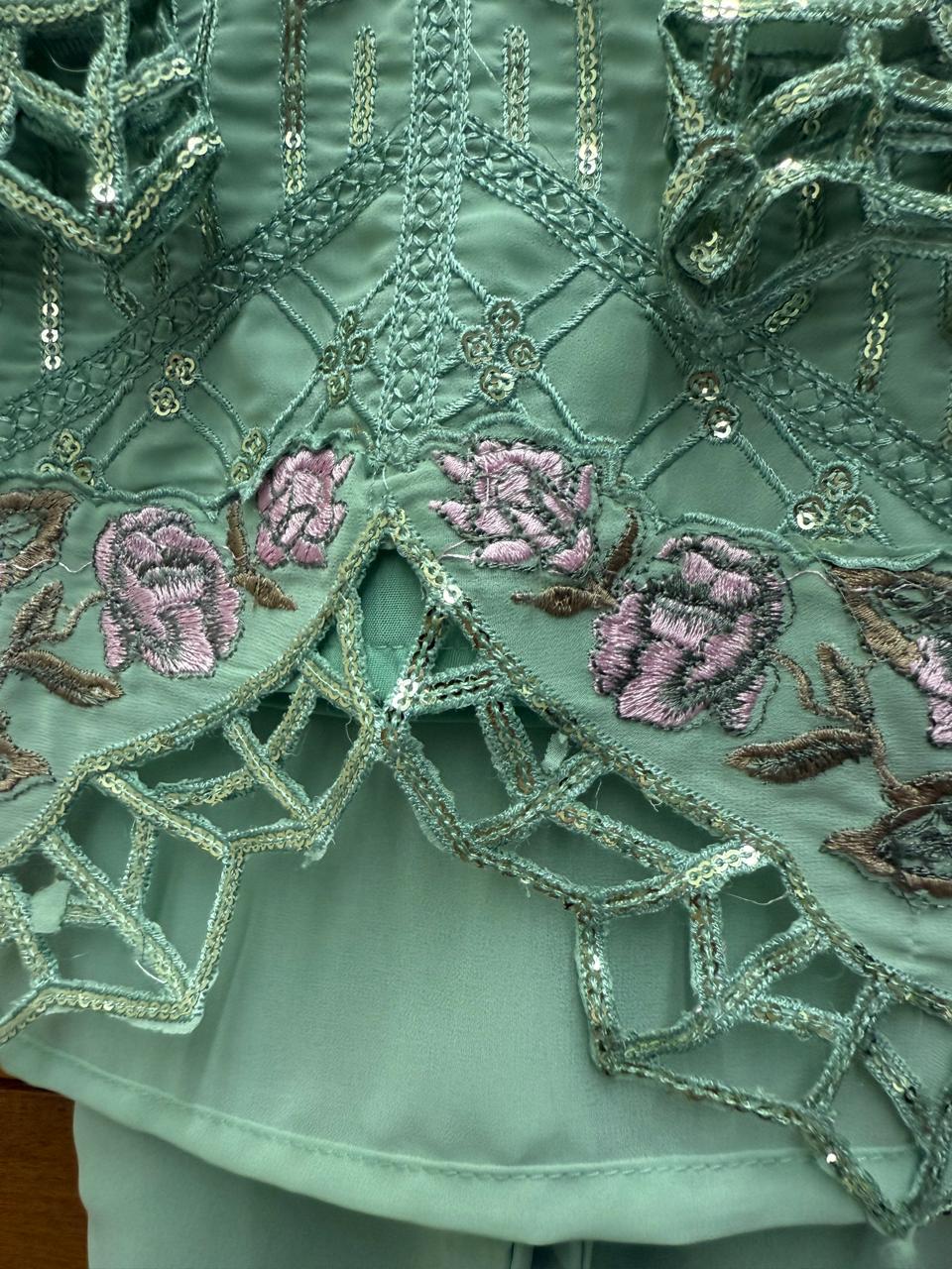 Mint Green Embroidered Party Wear Suit
