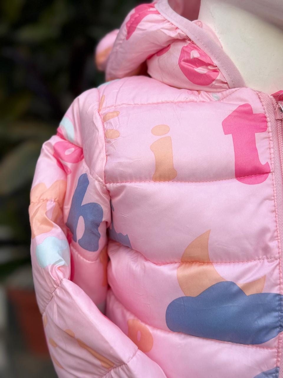 Bubble Pink Alphabet Puffer Jacket