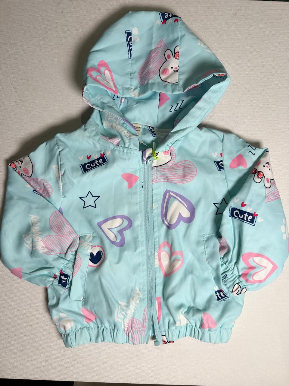 Pastel Blue "Cute Bunny" Hooded Jacket