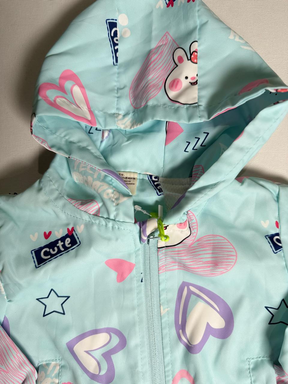 Pastel Blue "Cute Bunny" Hooded Jacket