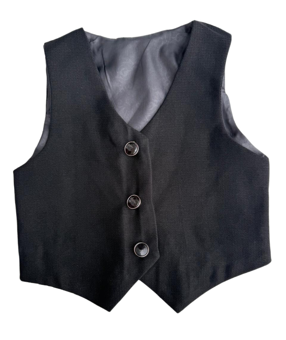 Premium black tuxedo with elegant embroidery – perfect for your little gentleman’s grand occasions.