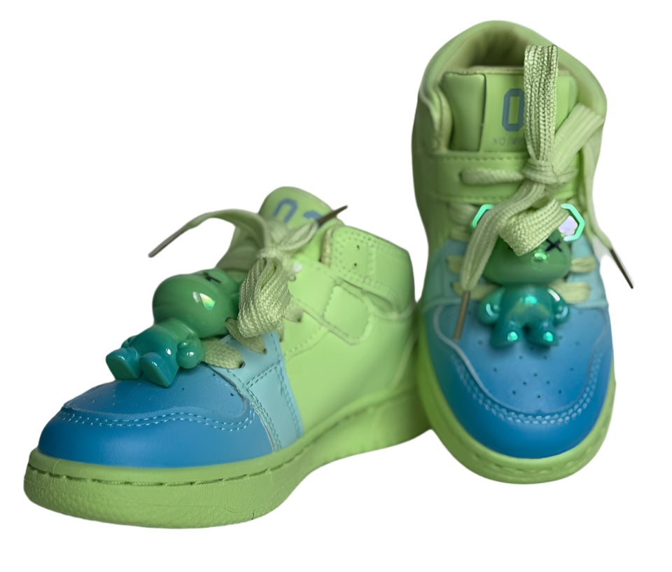 ✨ "Step into fun with these cute teddy-charm sneakers!"