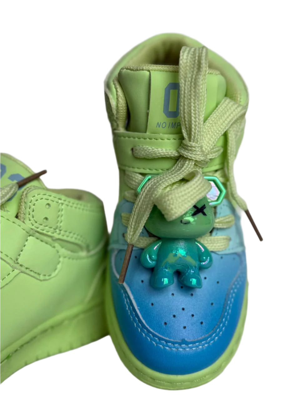 ✨ "Step into fun with these cute teddy-charm sneakers!"
