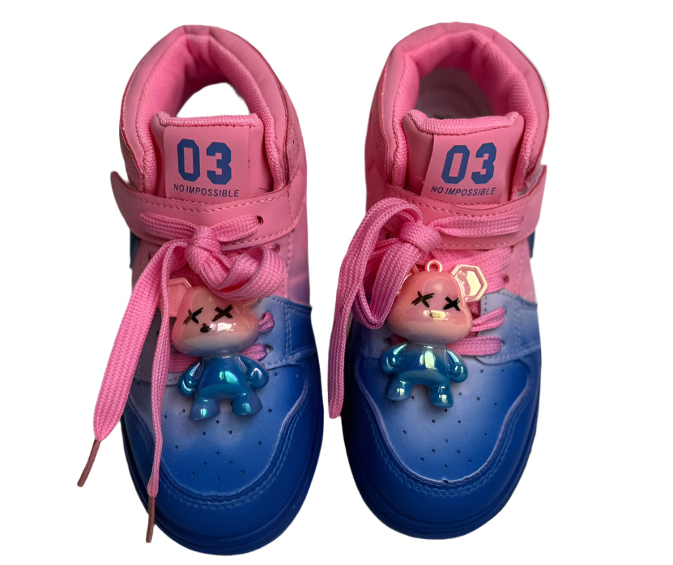 ✨ "Step into fun with these cute teddy-charm sneakers!"