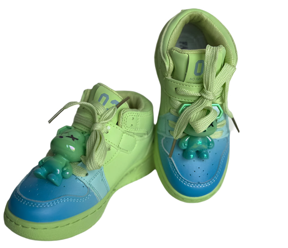 ✨ "Step into fun with these cute teddy-charm sneakers!"