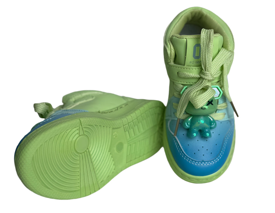 ✨ "Step into fun with these cute teddy-charm sneakers!"