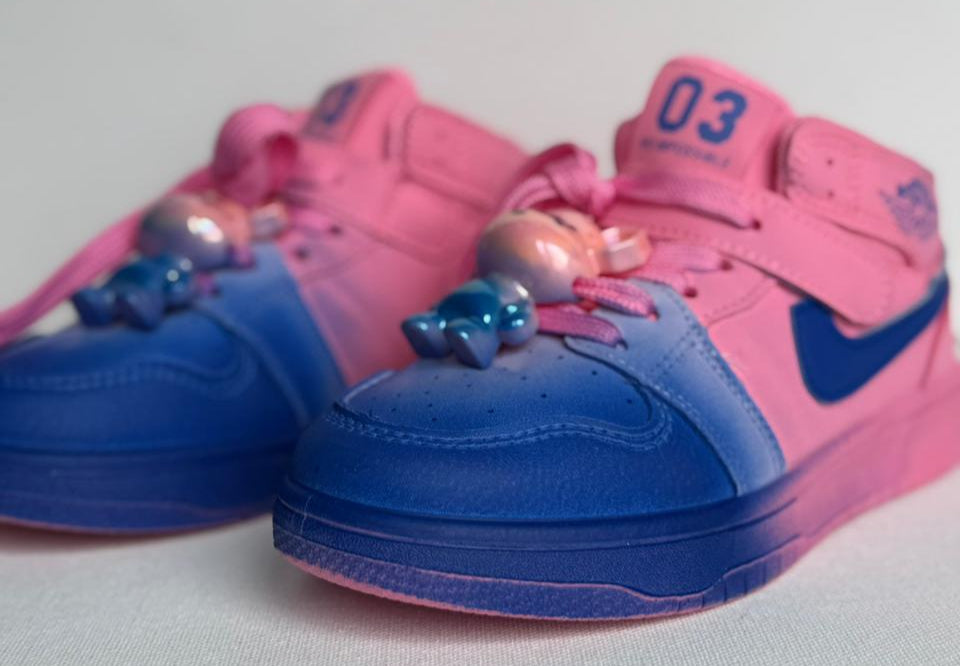 ✨ "Step into fun with these cute teddy-charm sneakers!"