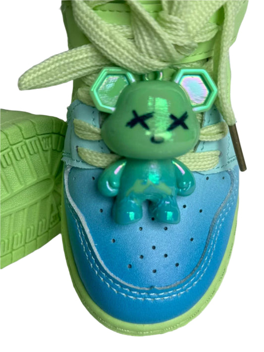 ✨ "Step into fun with these cute teddy-charm sneakers!"