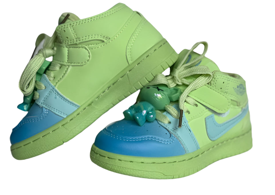 ✨ "Step into fun with these cute teddy-charm sneakers!"