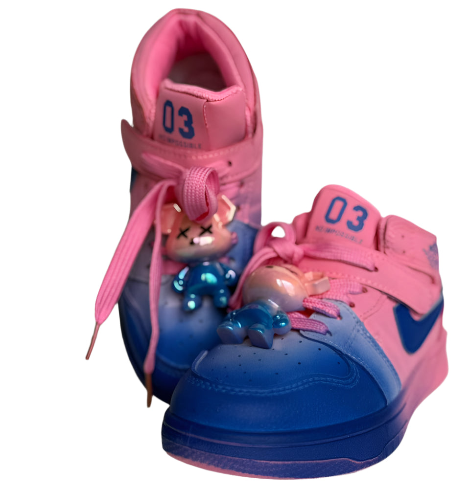 ✨ "Step into fun with these cute teddy-charm sneakers!"