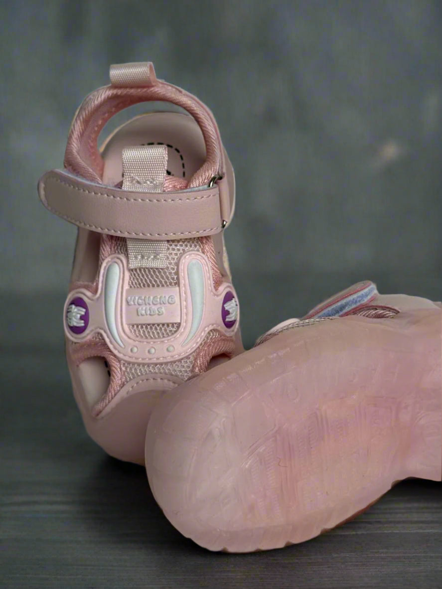 "Step into comfort &amp; cuteness with these pink spider sandals!"