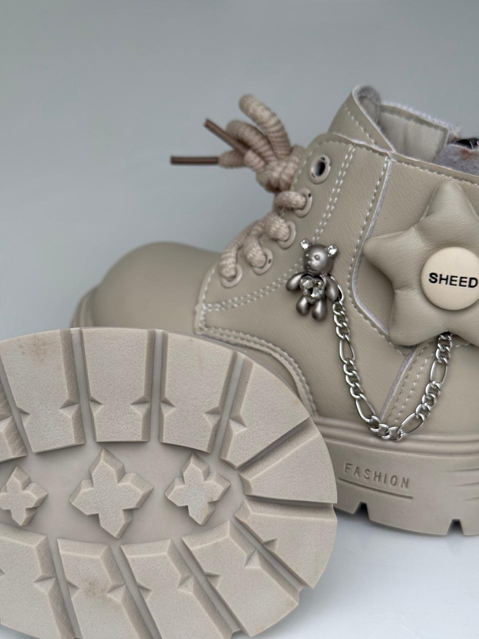 Stylish Teddy Charm Kids Combat Boots.