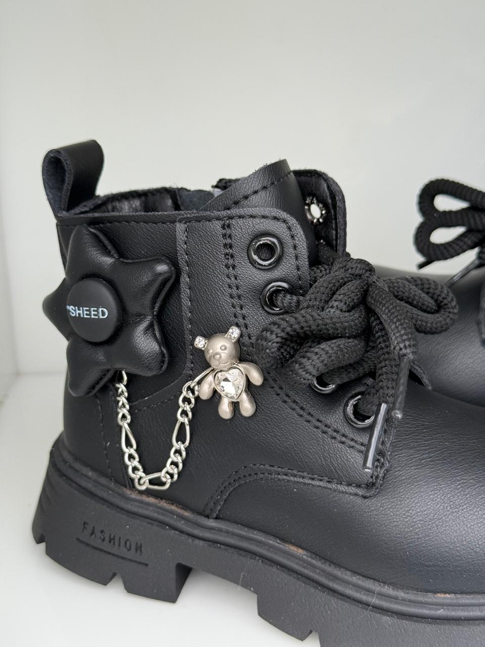 Stylish Teddy Charm Kids Combat Boots.