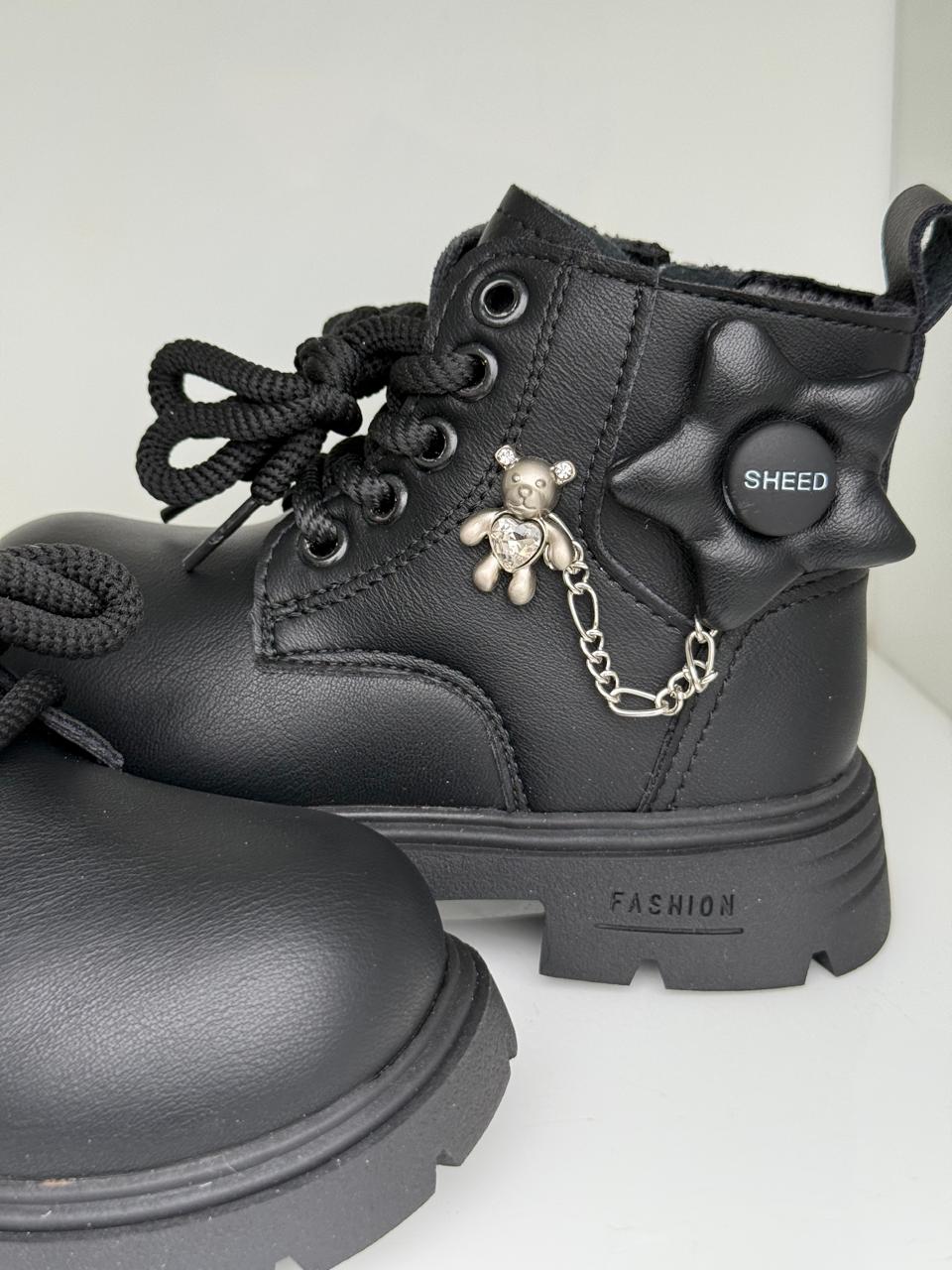 Stylish Teddy Charm Kids Combat Boots.