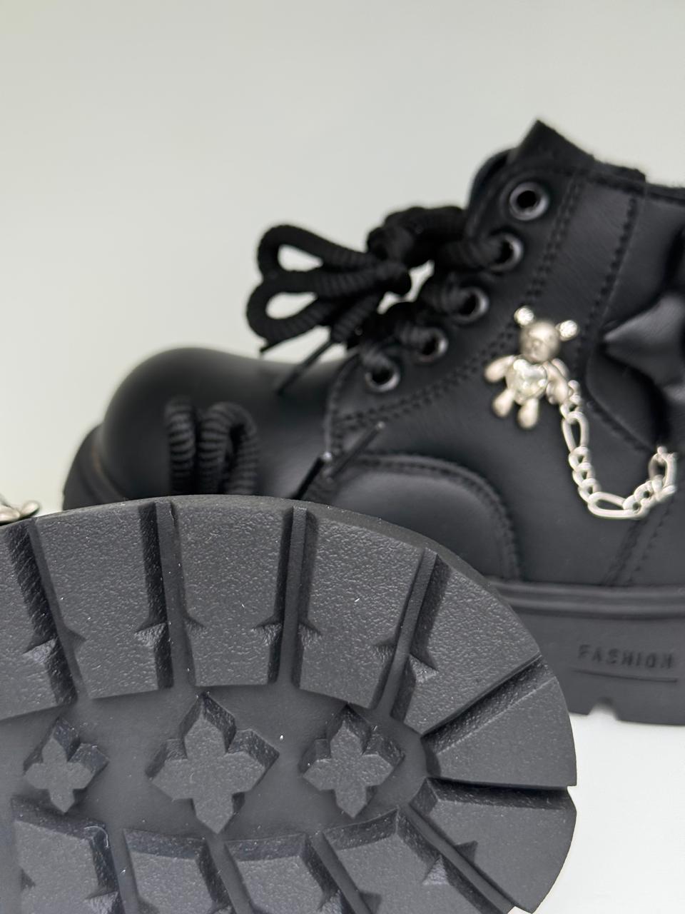 Stylish Teddy Charm Kids Combat Boots.