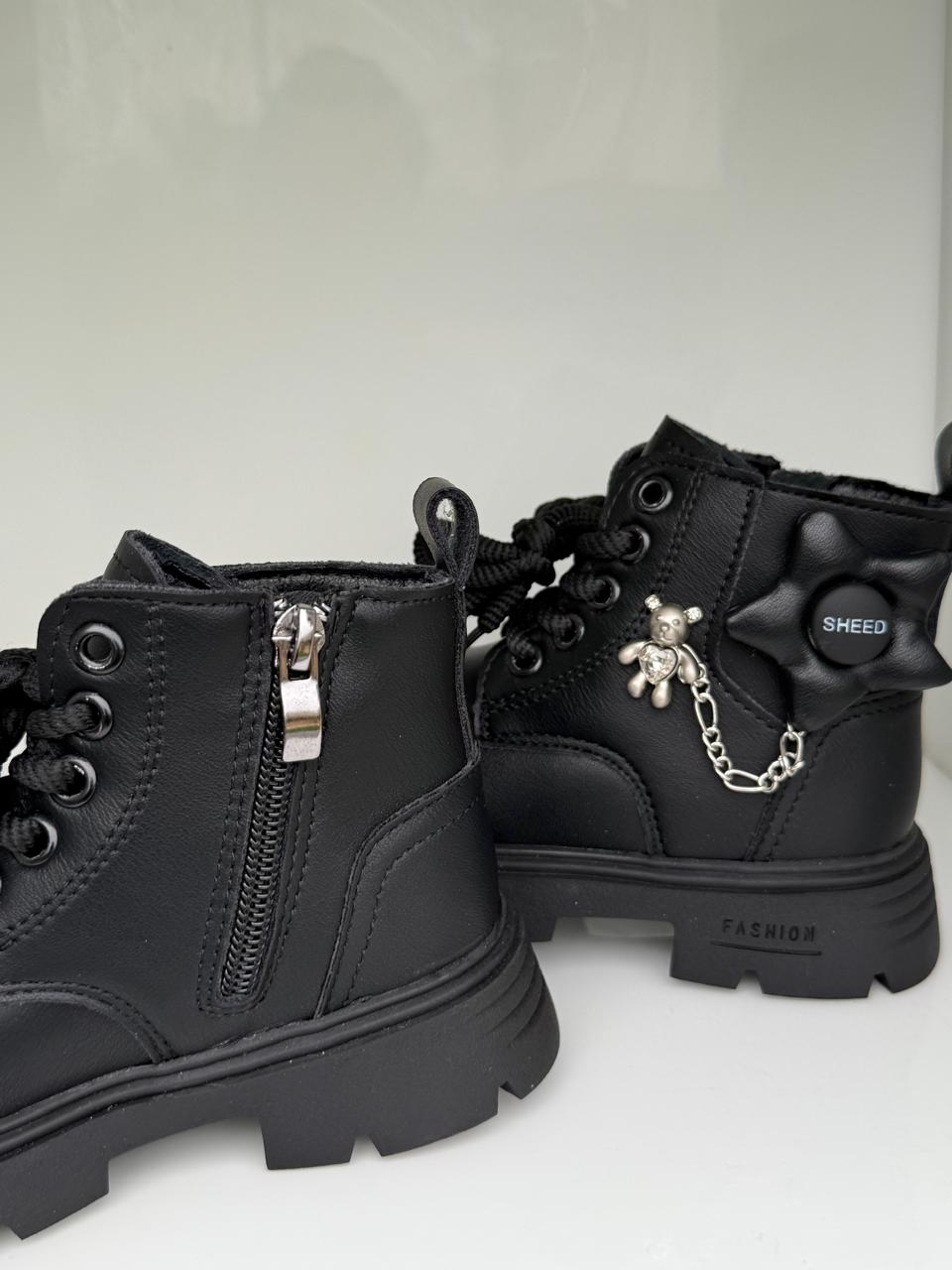 Stylish Teddy Charm Kids Combat Boots.