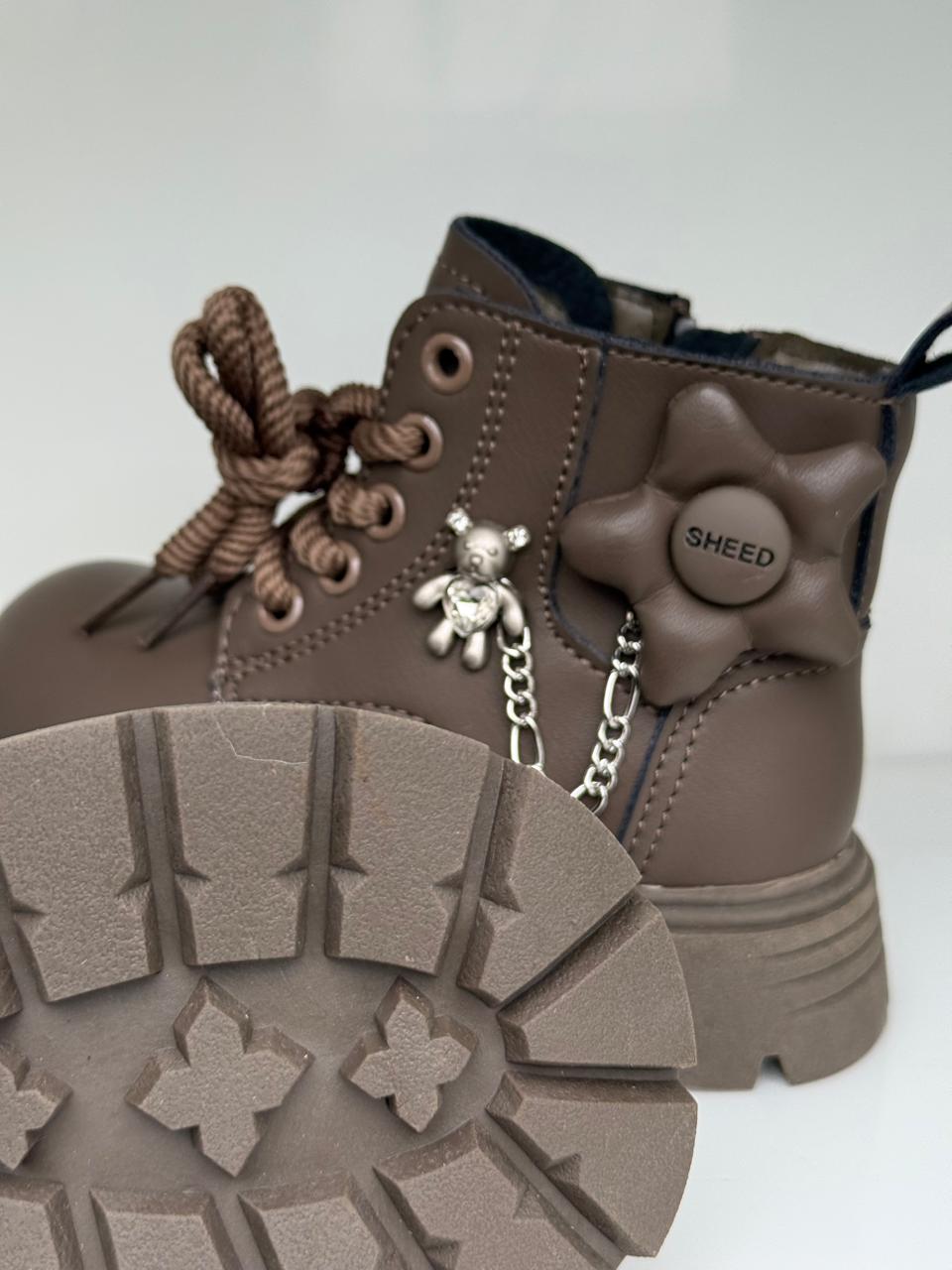 Stylish Teddy Charm Kids Combat Boots.
