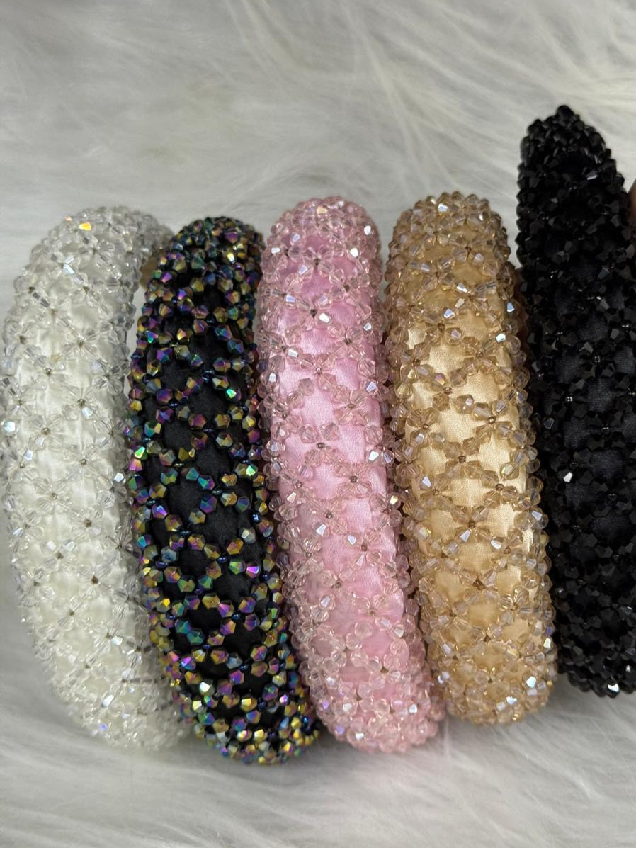 ✨ Handmade crystal-beaded hairband – elegant, festive & classy!