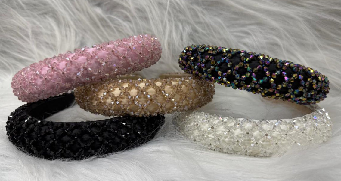 ✨ Handmade crystal-beaded hairband – elegant, festive &amp; classy!